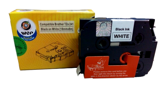 WeP Compatible  Label Tape for Brother Tze-241 Black on White (18mmx8mtrs) चे चित्र