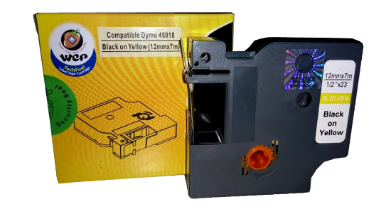 WeP Compatible Label Tape - Black on Yellow (12mm x 7m) for DYMO 45018 S0720580 चे चित्र