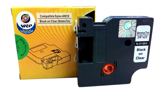 WeP Compatible Label Tape DYMO 40910 S0720670  Black on Clear (9*7) चे चित्र