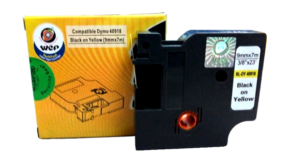 WeP compatible Label Tape for DYMO 40918 S0720730  Black on yellow (9x7) चे चित्र
