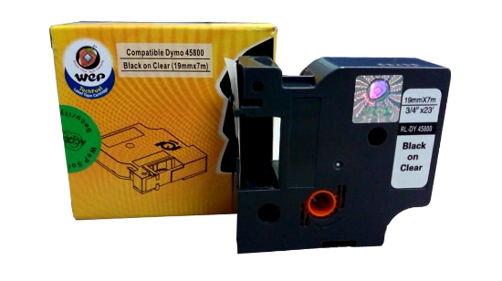 WeP compatible Label Tape for DYMO 45800 S0720820 Black on Clear (19x7) चे चित्र
