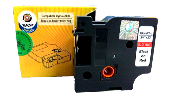 WeP compatible Label Tape for DYMO 45807 S0720870 Black on Red (19x7) चे चित्र