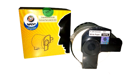 WeP Compatible  Brother DK 22205 White Continuous paper Labels (62mmX 30.48mtrs) चे चित्र